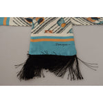Dolce & Gabbana Multicolor Seashells DG Print Silk Shawl Fringe Scarf MS6210
