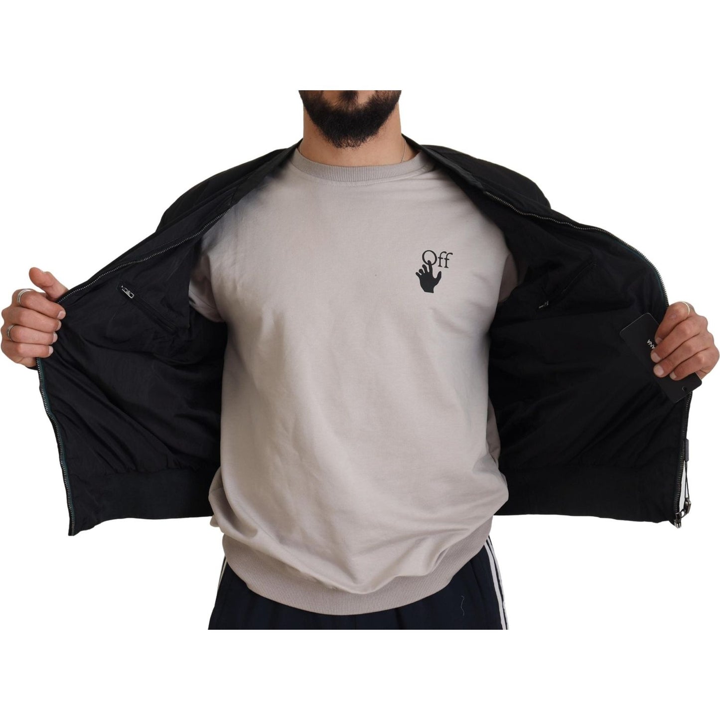 Dolce & Gabbana Elegant Black Bomber Jacket Dolce & Gabbana Gray