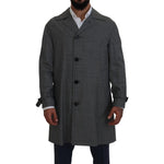 Dolce & Gabbana Gray Wool Plaid Long Trench Coat Jacket Trench Coat Jacket KOS2172- 44