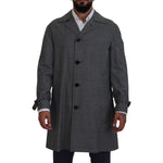 Dolce & Gabbana Gray Wool Plaid Long Trench Coat Jacket Trench Coat Jacket KOS2172- 44