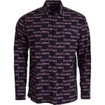 Dolce & Gabbana Black Purple Logo Slim Dress Formal Shirt TSH83560- 39
