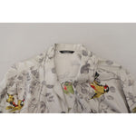 Dolce & Gabbana White Bird Print Silk Satin Casual Shirt TSH83568- IT4