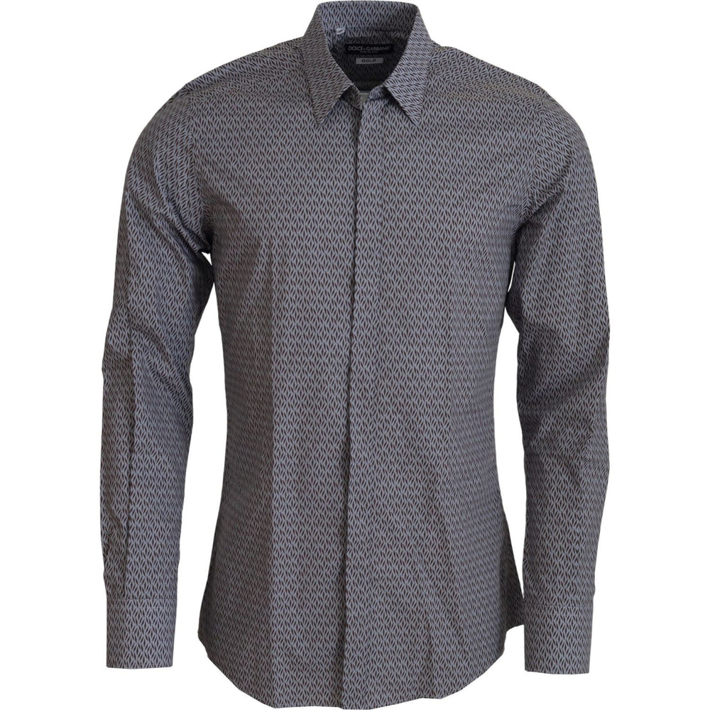 Dolce & Gabbana Gray Brown GOLD Slim Fit Dress Formal Shirt TSH83570-38