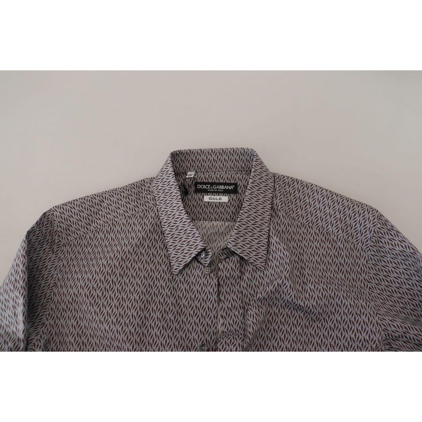 Dolce & Gabbana Gray Brown GOLD Slim Fit Dress Formal Shirt TSH83570-38