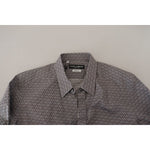 Dolce & Gabbana Gray Brown GOLD Slim Fit Dress Formal Shirt TSH83570-38