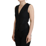 Dolce & Gabbana Black Brocade Button Down Sleeveless Vest Top TSH83311 - 40