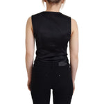 Dolce & Gabbana Black Brocade Button Down Sleeveless Vest Top TSH83311 - 40