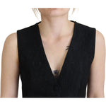 Dolce & Gabbana Black Brocade Button Down Sleeveless Vest Top TSH83311 - 40