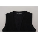 Dolce & Gabbana Black Brocade Button Down Sleeveless Vest Top TSH83311 - 40