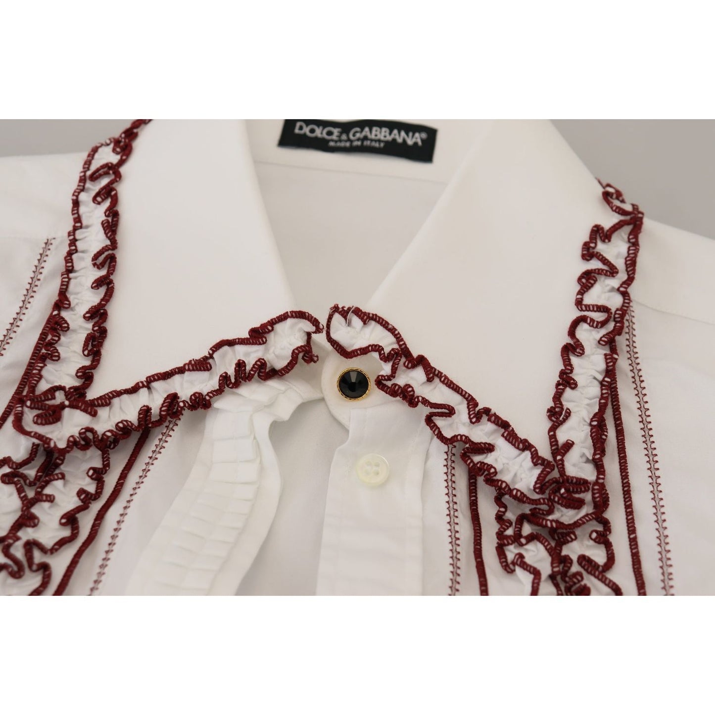 Dolce & Gabbana White Lace Long Sleeves Ruffle Collar Top TSH82991 - 38