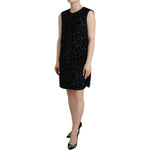 Dolce & Gabbana Black Leopard Shift Mini Polyester Dress DR28793 - 40