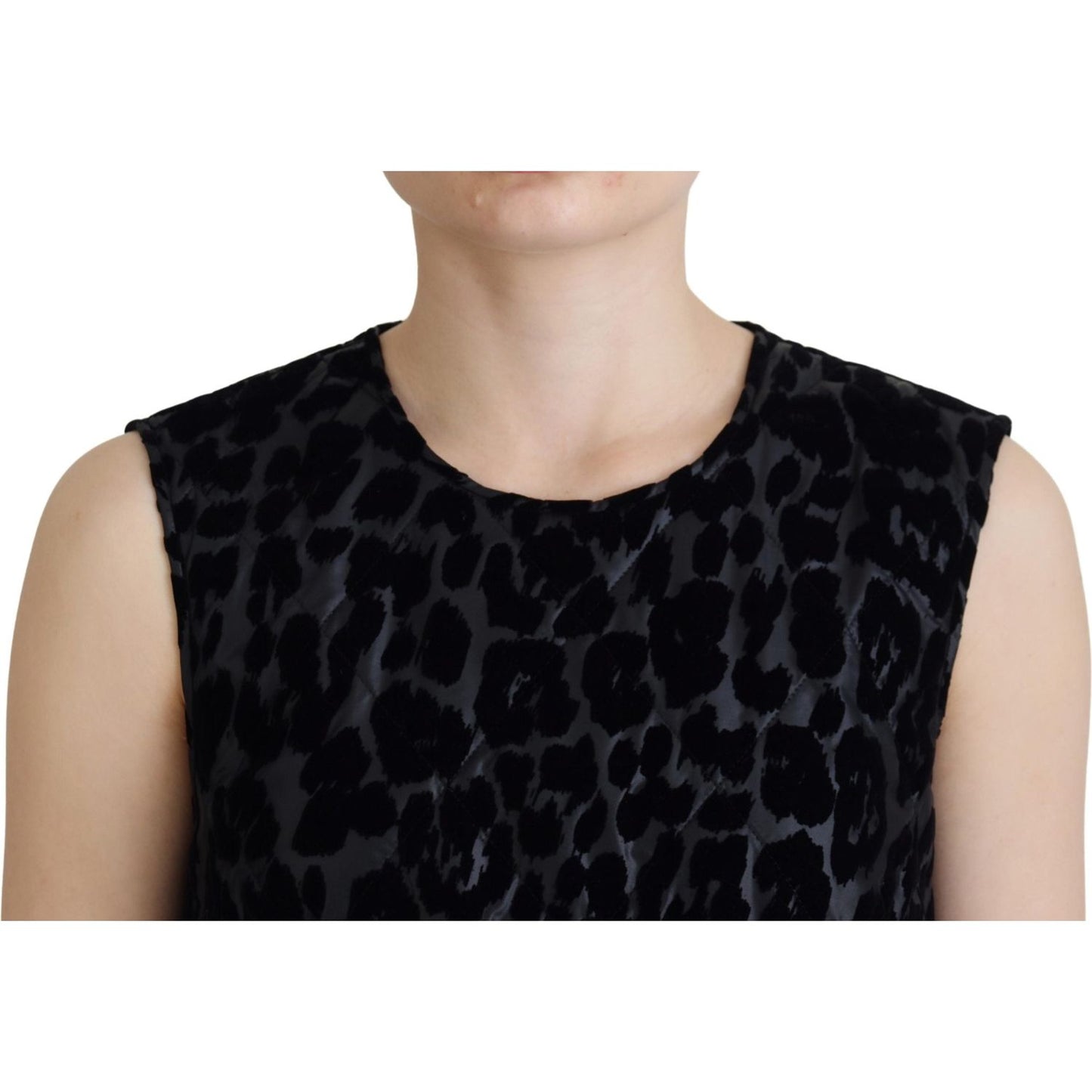 Dolce & Gabbana Black Leopard Shift Mini Polyester Dress DR28793 - 40