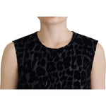 Dolce & Gabbana Black Leopard Shift Mini Polyester Dress DR28793 - 40