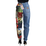 Dolce & Gabbana Blue Jacquard Majolica High Waist Jeans PAN73064 - 36