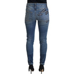 Dolce & Gabbana Blue Washed Cotton Tattered Denim Jeans PAN73093 - 40