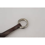 Costume National Brown Leather Silver Tone Metal Keyring Keychain SMY101040#2