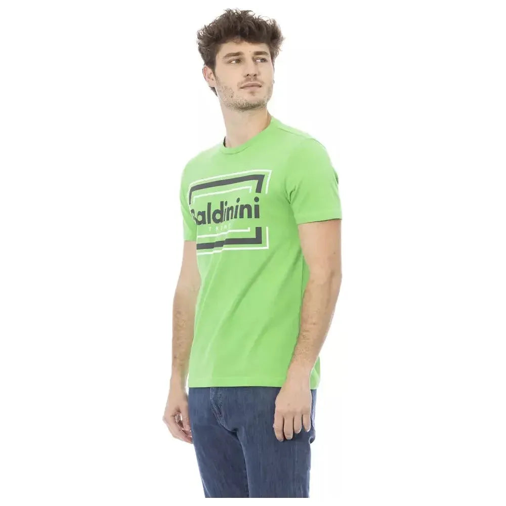 Baldinini Trend Green Cotton Men T-Shirt Baldinini Trend Tan