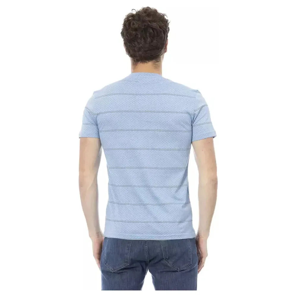 Baldinini Trend Light Blue Cotton Men T-Shirt Baldinini Trend Light Steel Blue