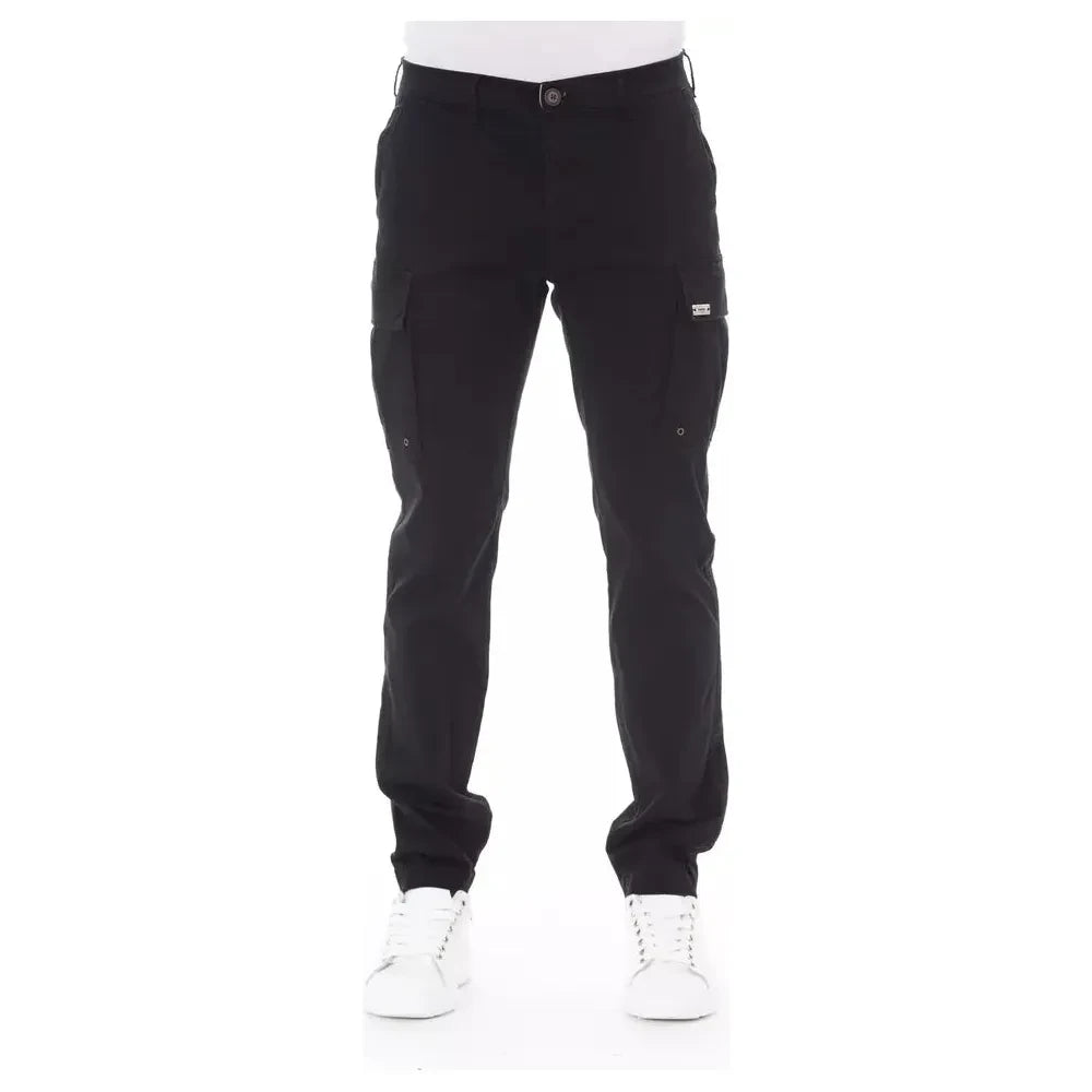 Baldinini Trend Sleek Black Cargo Trousers - Stretch Cotton Blend BA-23126-W32-FBB-184