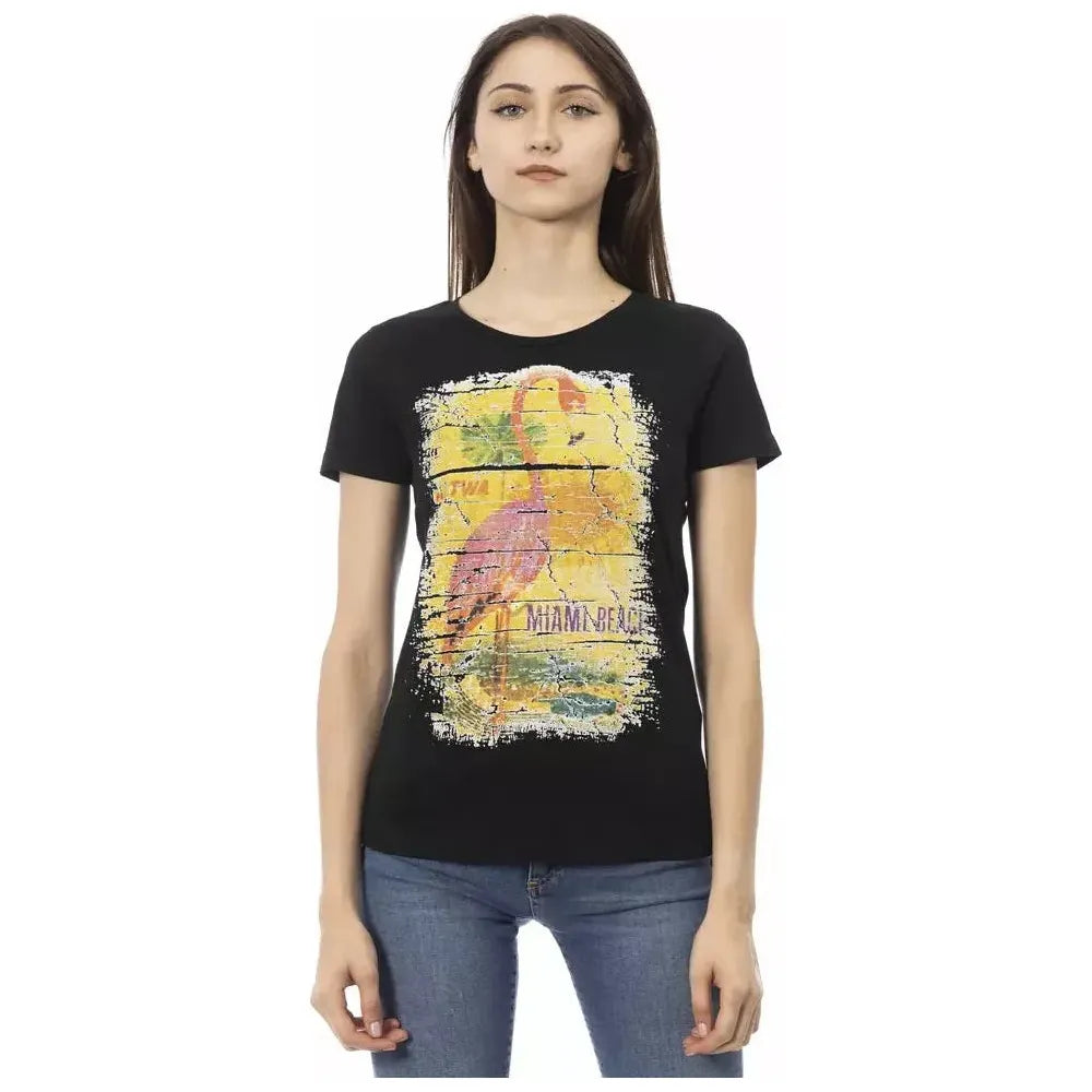 Trussardi Action Black Cotton Women T-Shirt TR-23026-XS
