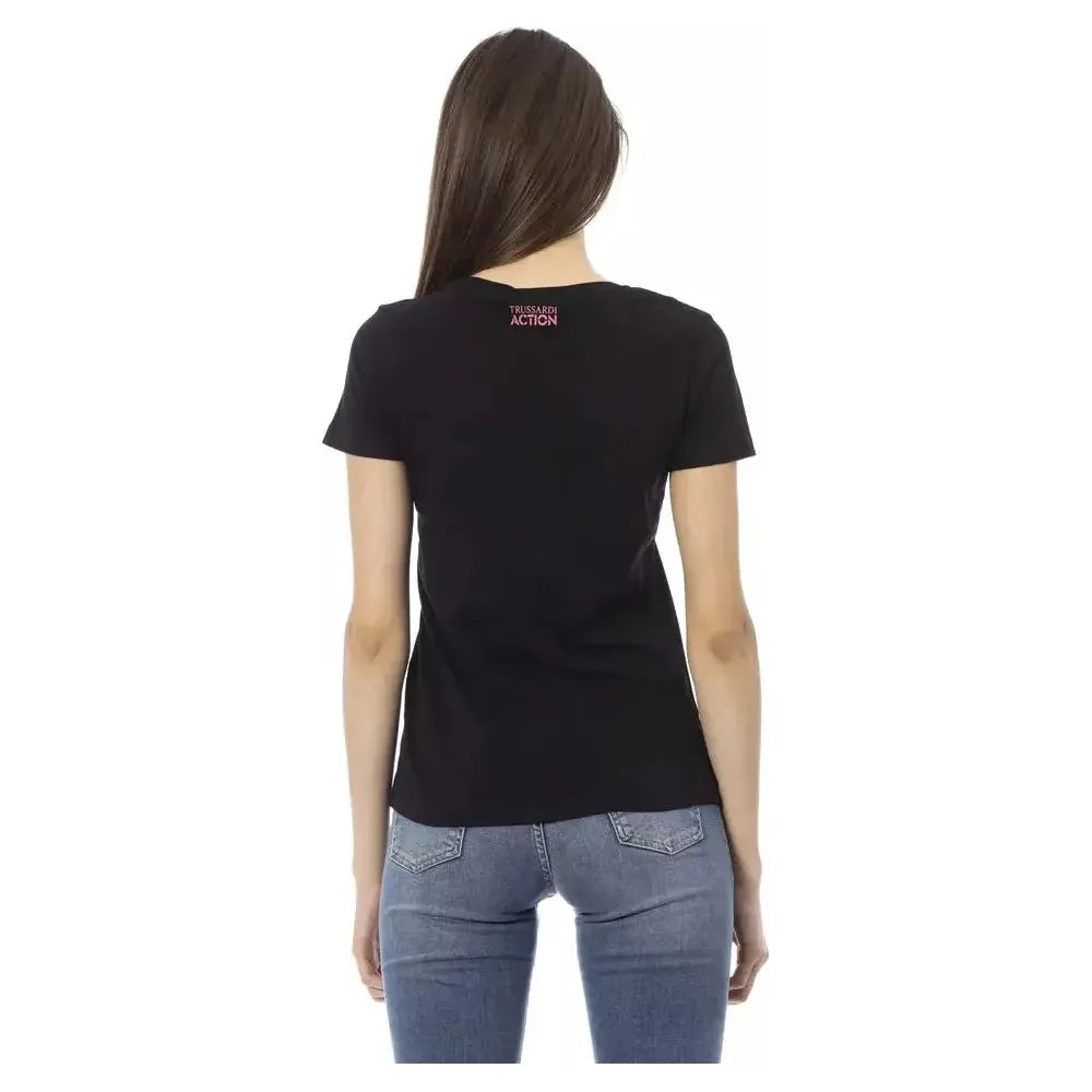 Trussardi Action Black Cotton Women T-Shirt TR-23026-XS