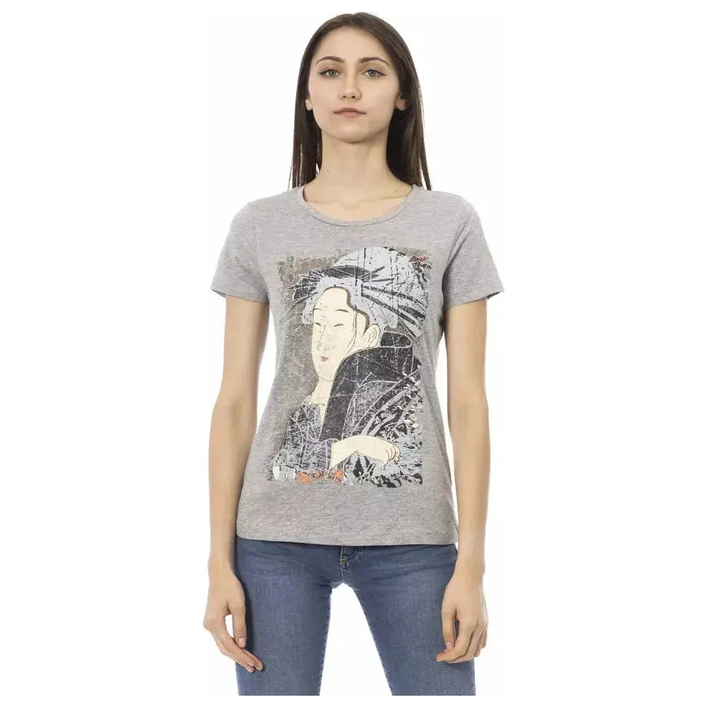 Trussardi Action Gray Cotton Women T-Shirt TR-23015-S