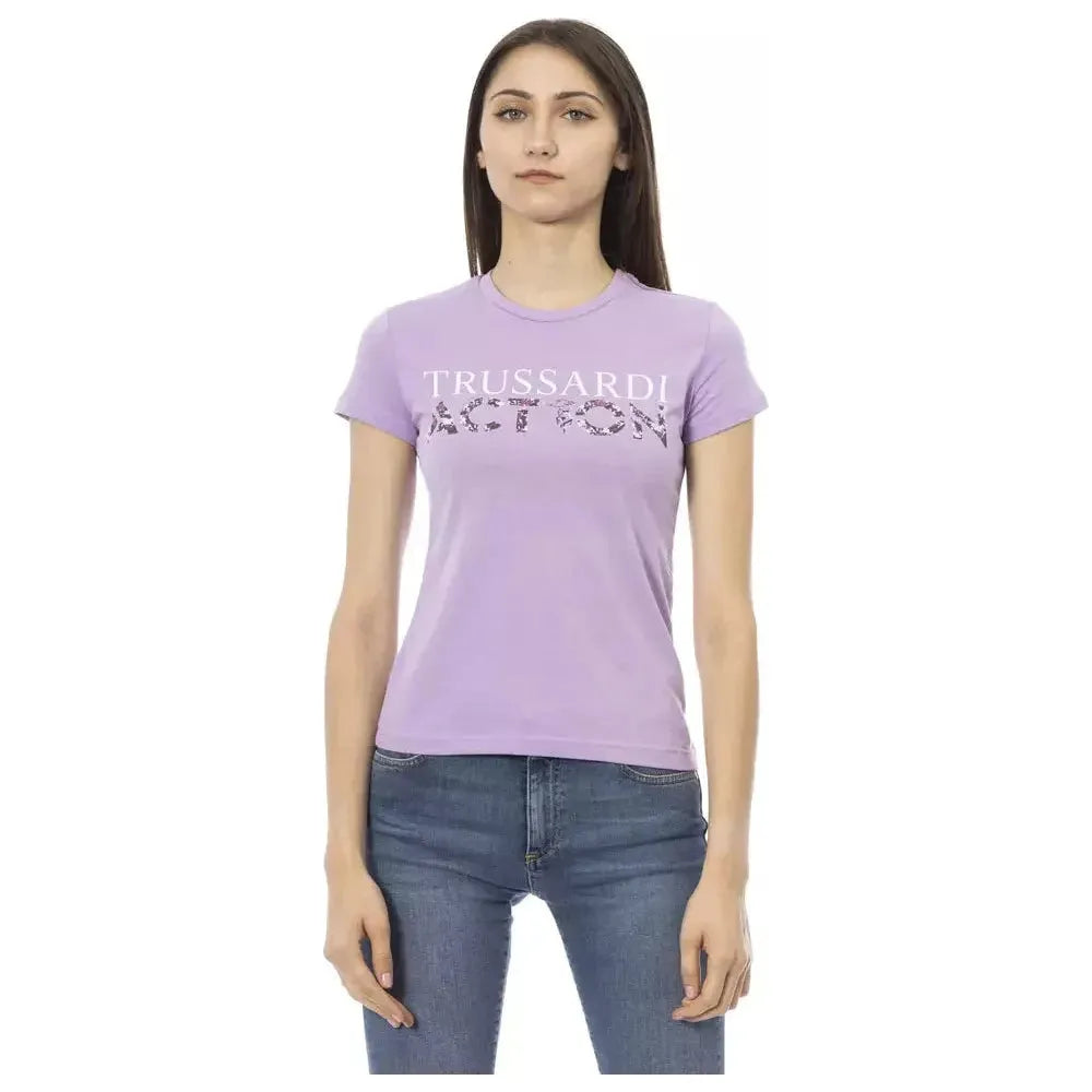 Trussardi Action Purple Cotton Women T-Shirt TR-23009-L