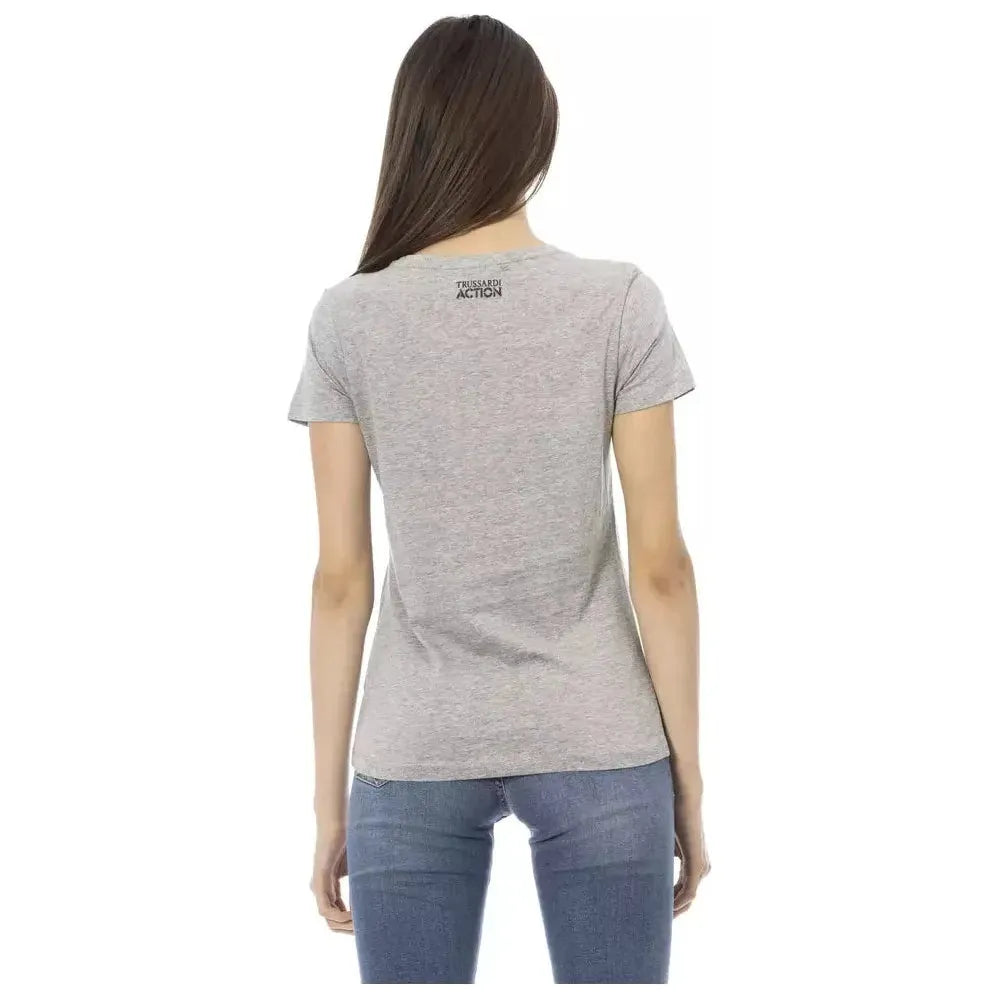 Trussardi Action Gray Cotton Women T-Shirt TR-23015-S