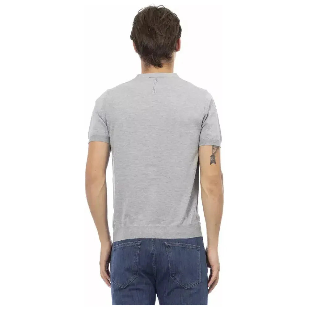 Baldinini Trend Gray Cotton Men Sweater Baldinini Trend Gray
