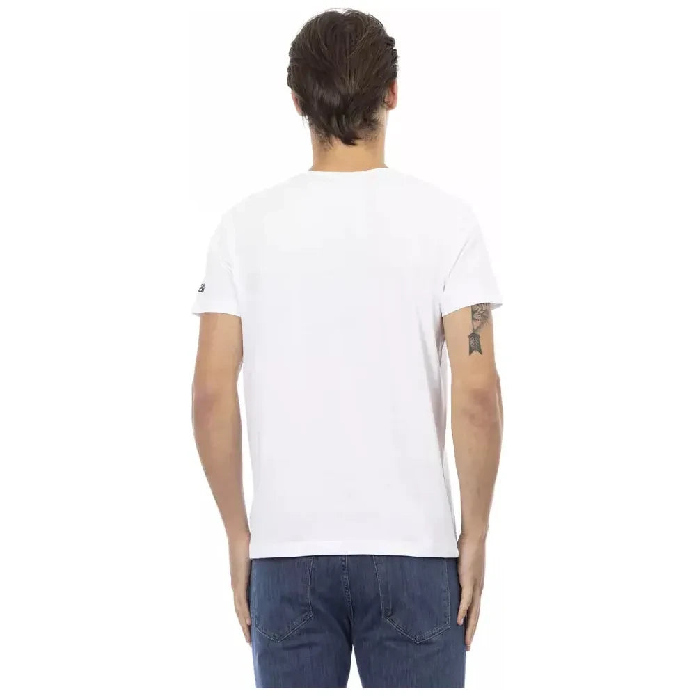 Trussardi Action Elegant V-Neck Tee with Chic Front Print Trussardi Action Dark Slate Gray