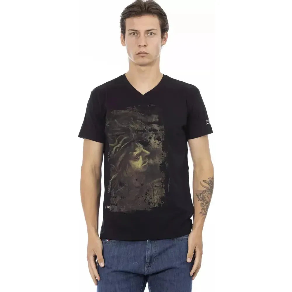 Trussardi Action Black Cotton Men T-Shirt Trussardi Action Dark Slate Gray