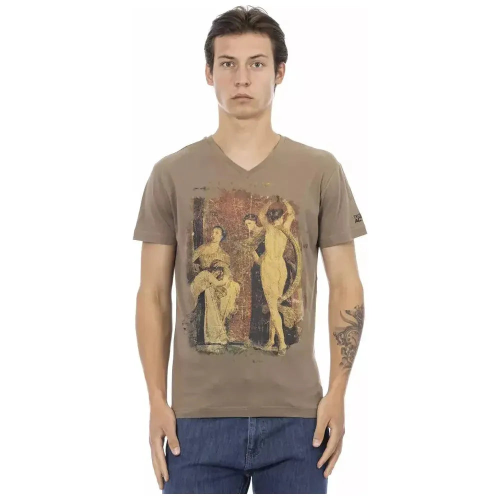 Trussardi Action Brown Cotton Men T-Shirt Trussardi Action Rosy Brown