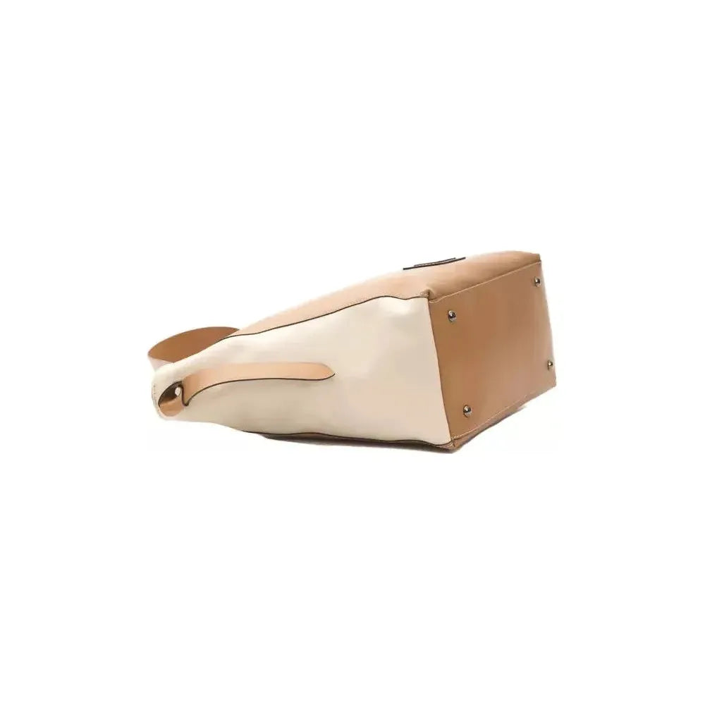 Pompei Donatella Brown Leather Women Shoulder Bag Pompei Donatella Wheat