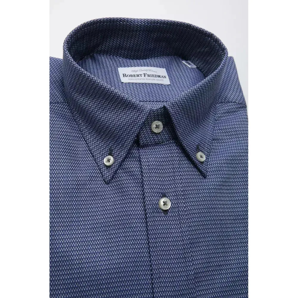Robert Friedman Blue Cotton Men Shirt RO-20455-M