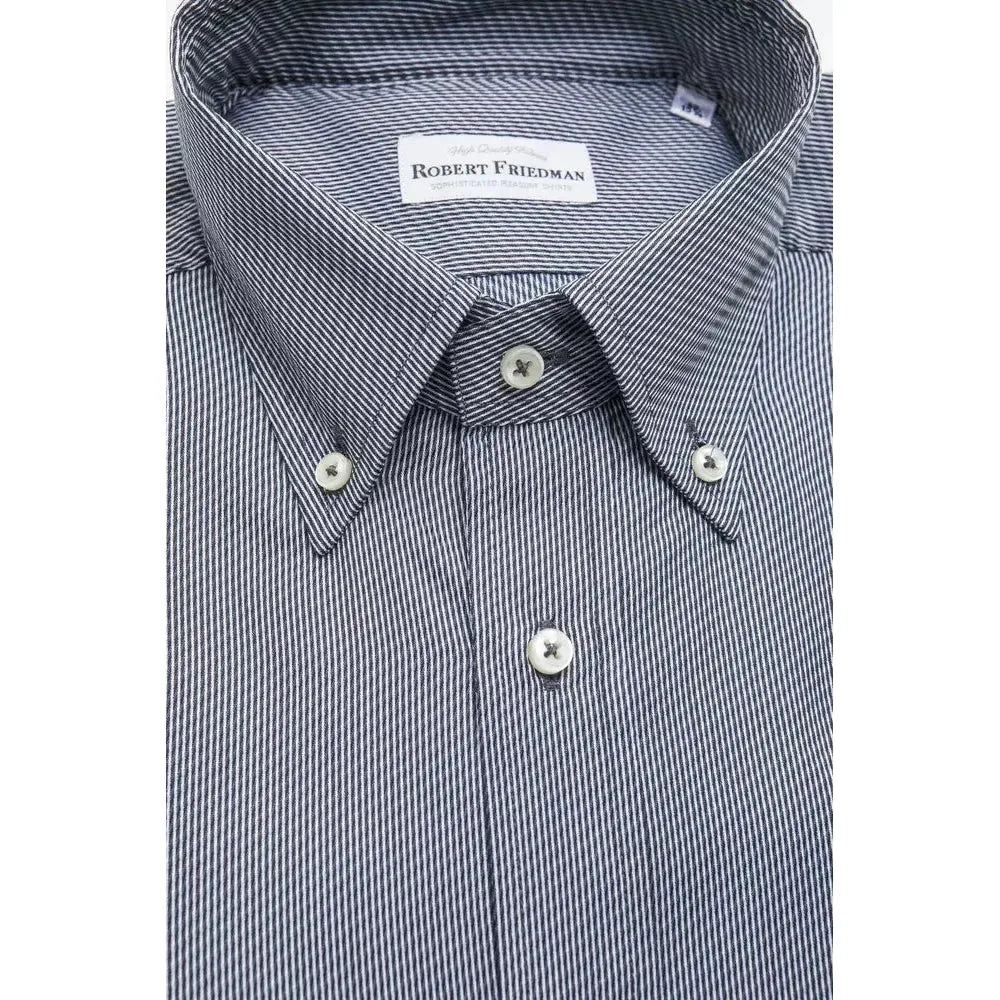 Robert Friedman Blue Cotton Men's Shirt RO-20462-M