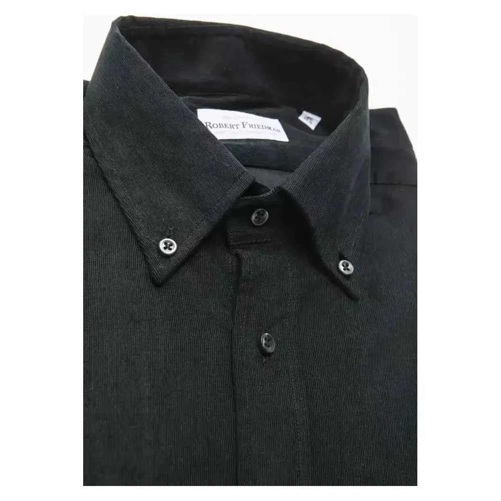 Robert Friedman Black Cotton Men Shirt Robert Friedman Dark Slate Gray