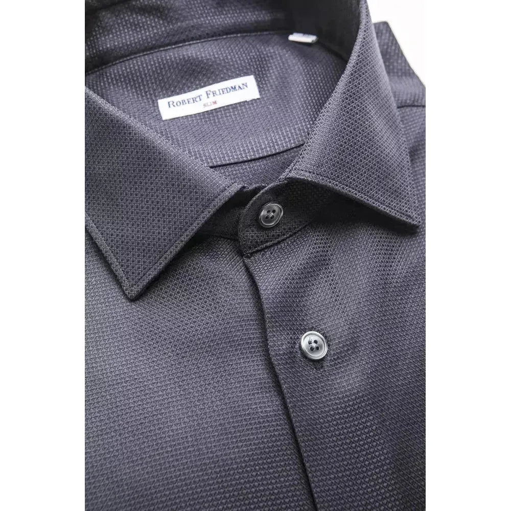 Robert Friedman Blue Cotton Men Shirt RO-20402-M