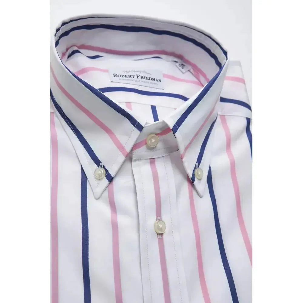 Robert Friedman White Cotton Men Shirt Robert Friedman Light Gray