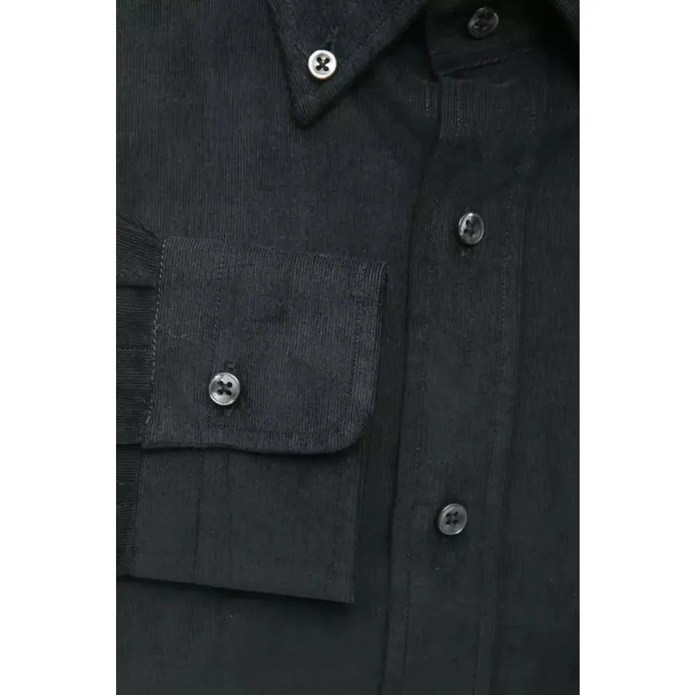 Robert Friedman Black Cotton Men Shirt Robert Friedman Dark Slate Gray