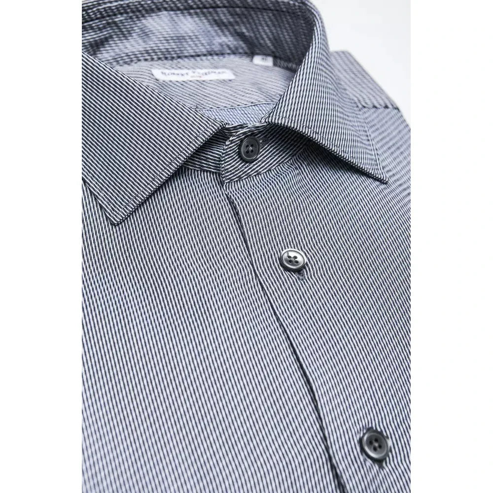 Robert Friedman Blue Cotton Men Shirt Robert Friedman Light Gray