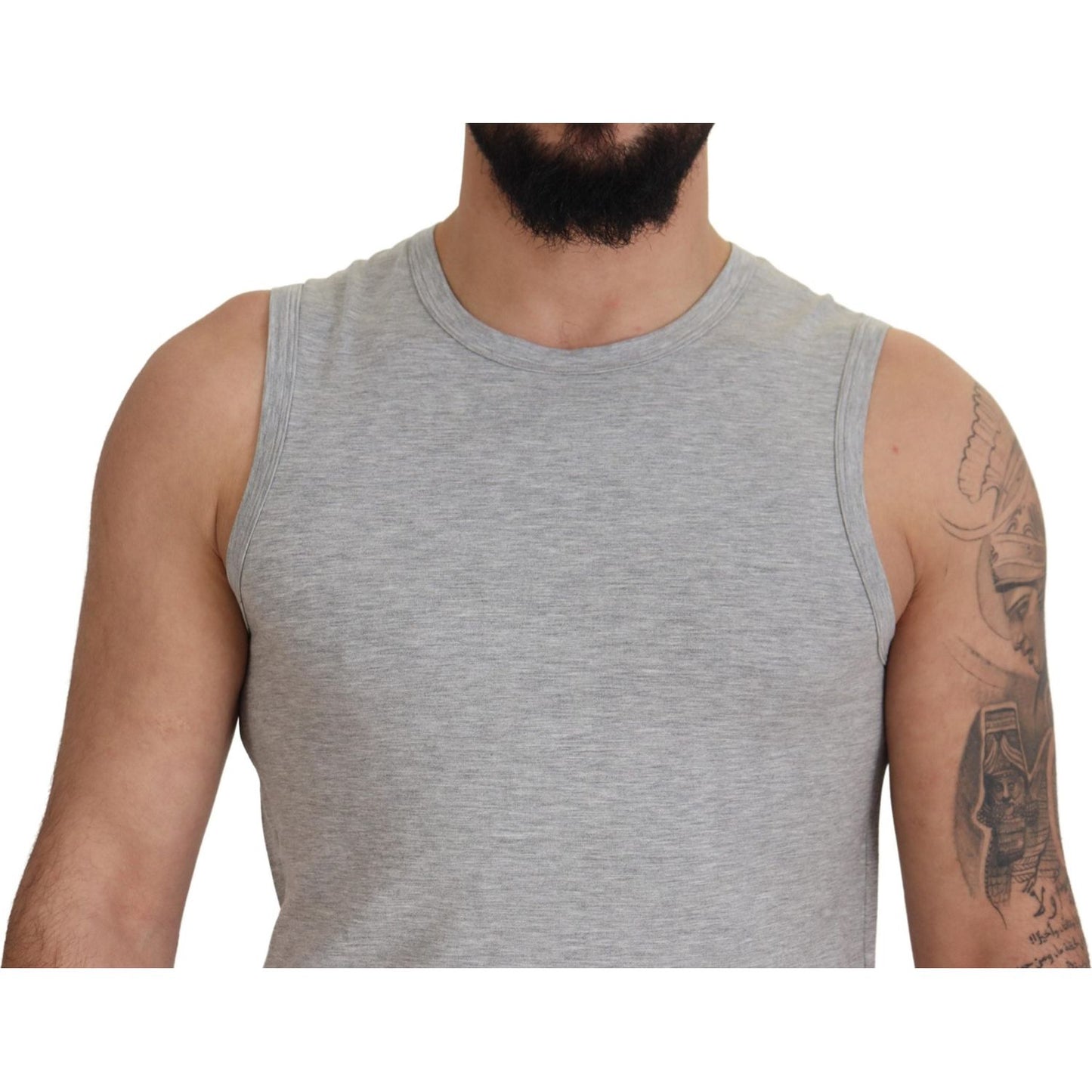 Ermanno Scervino Chic Gray Sleeveless Crewneck Tee Ermanno Scervino Rosy Brown