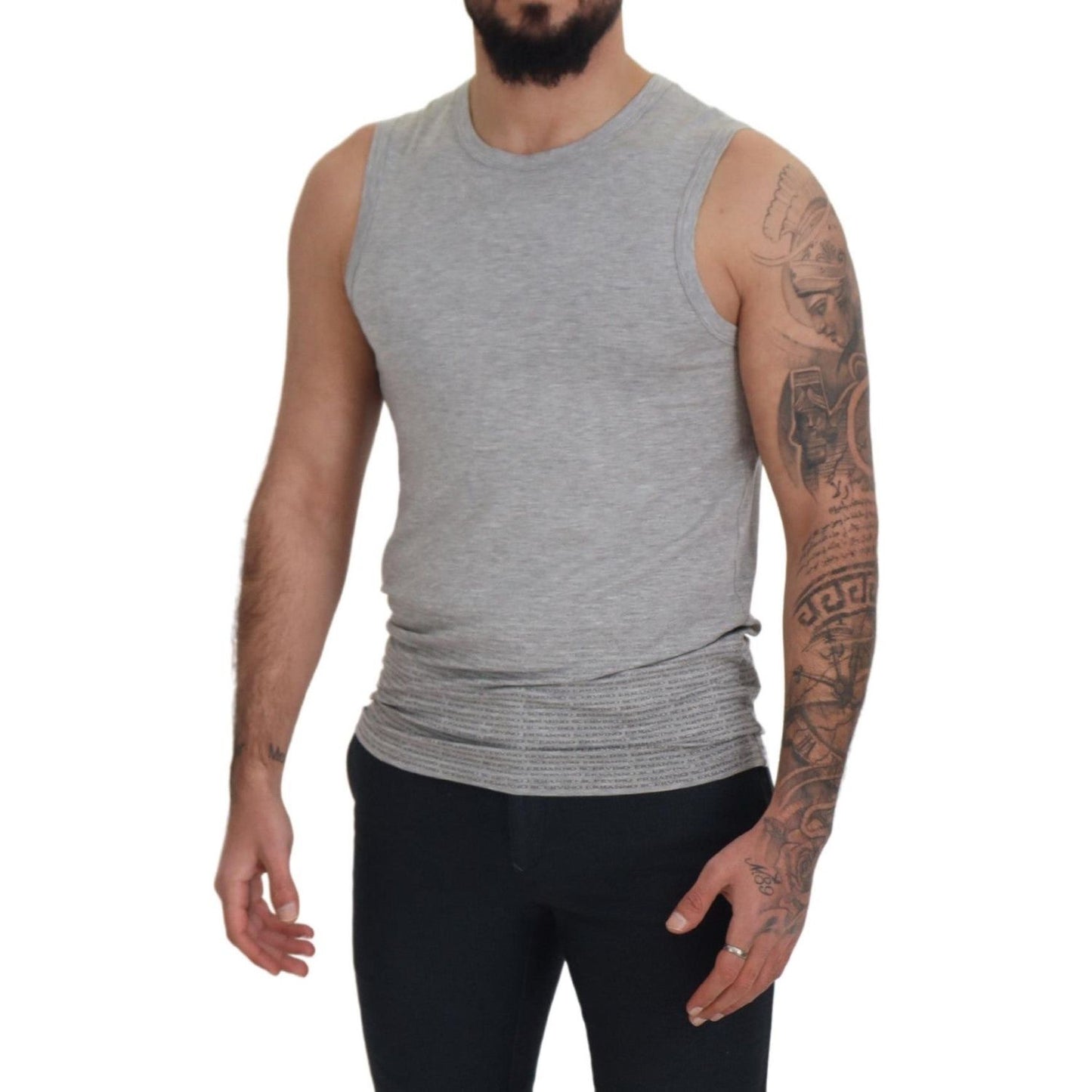Ermanno Scervino Chic Gray Sleeveless Crewneck Tee Ermanno Scervino Light Slate Gray