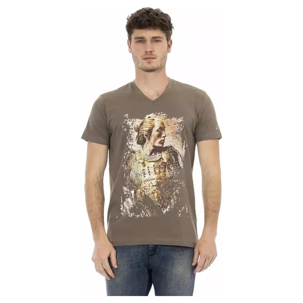 Trussardi Action Brown Cotton Men T-Shirt Trussardi Action Dim Gray
