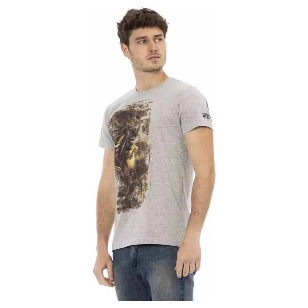 Trussardi Action Gray Cotton Men T-Shirt Trussardi Action Dark Gray