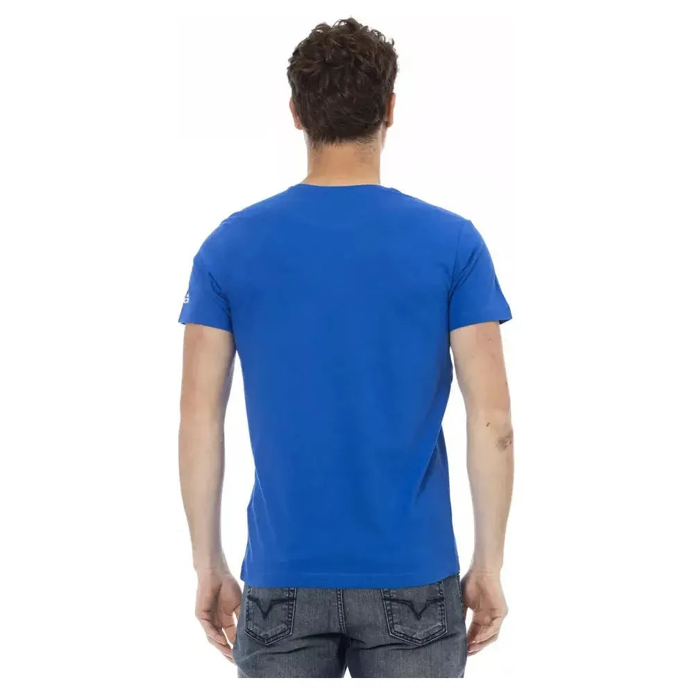 Trussardi Action Blue Cotton Men T-Shirt Trussardi Action Steel Blue
