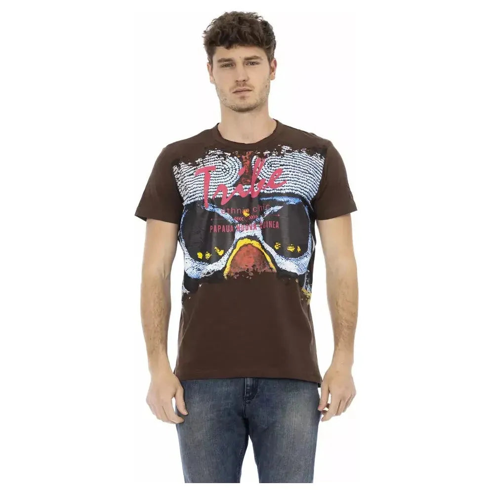 Trussardi Action Brown Cotton Men T-Shirt Trussardi Action Dark Slate Gray
