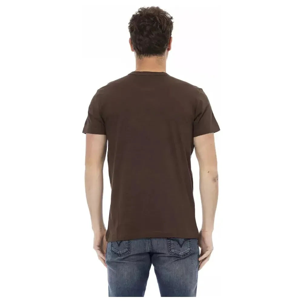 Trussardi Action Brown Cotton Men T-Shirt Trussardi Action Dark Slate Gray