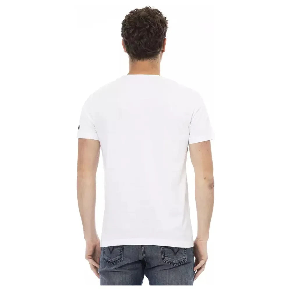 Trussardi Action Chic White Round Neck Cotton Tee Trussardi Action Dark Slate Gray