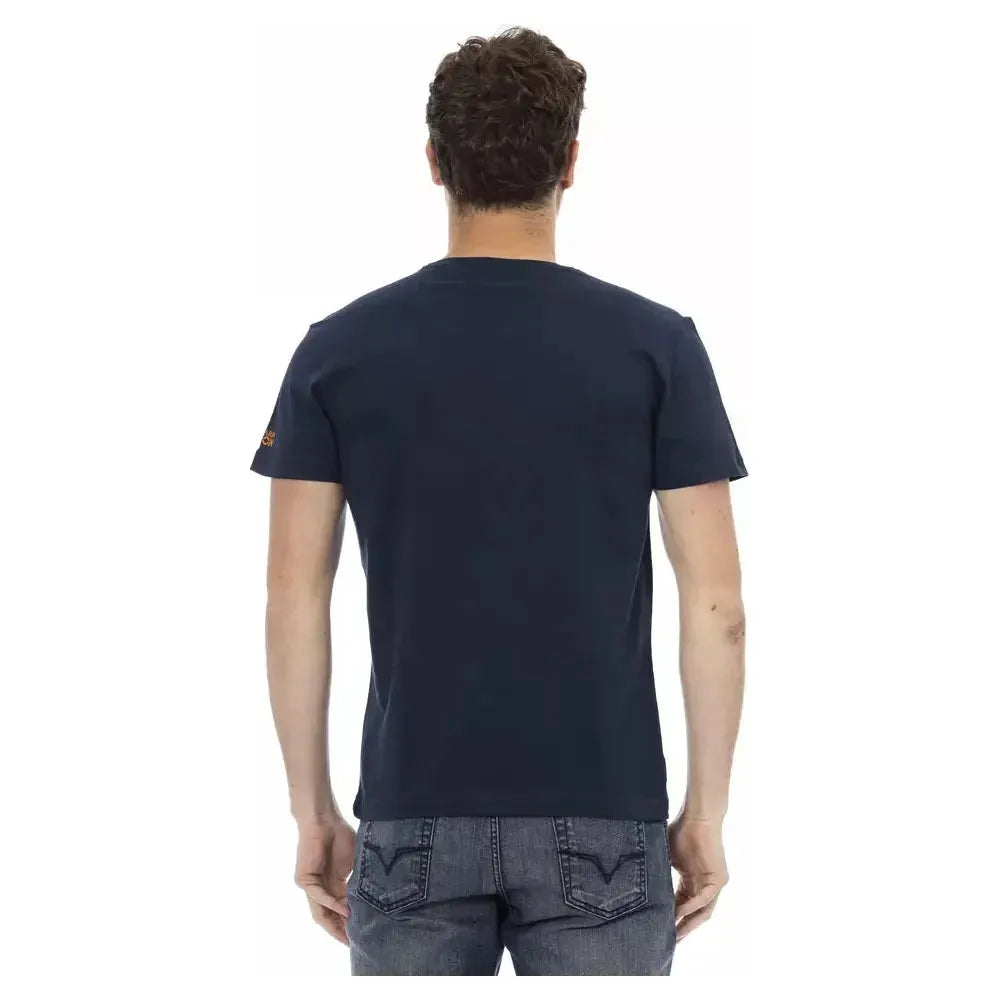 Trussardi Action Blue Cotton Men T-Shirt Trussardi Action Dark Slate Gray