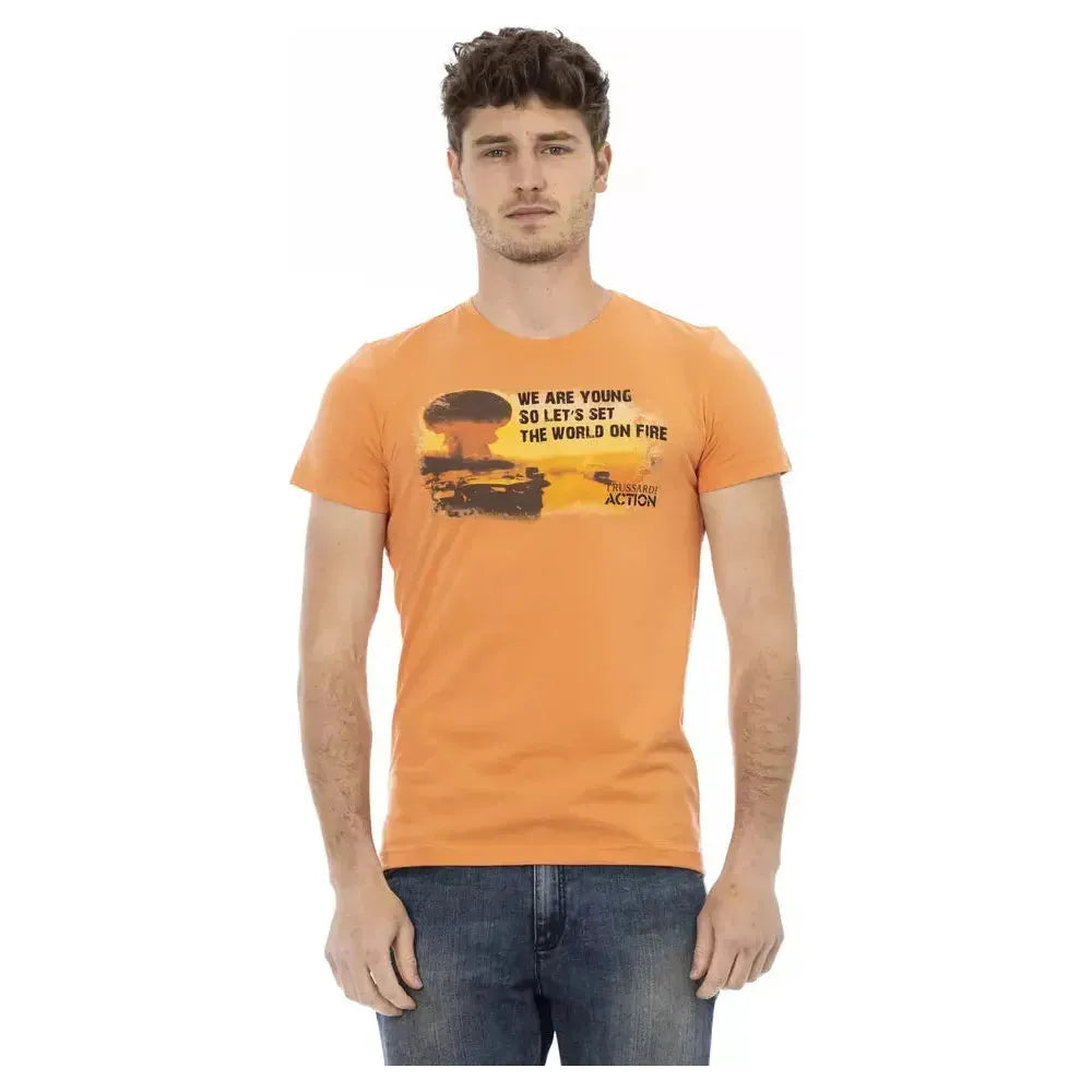 Trussardi Action Orange Cotton Men T-Shirt Trussardi Action Dark Salmon